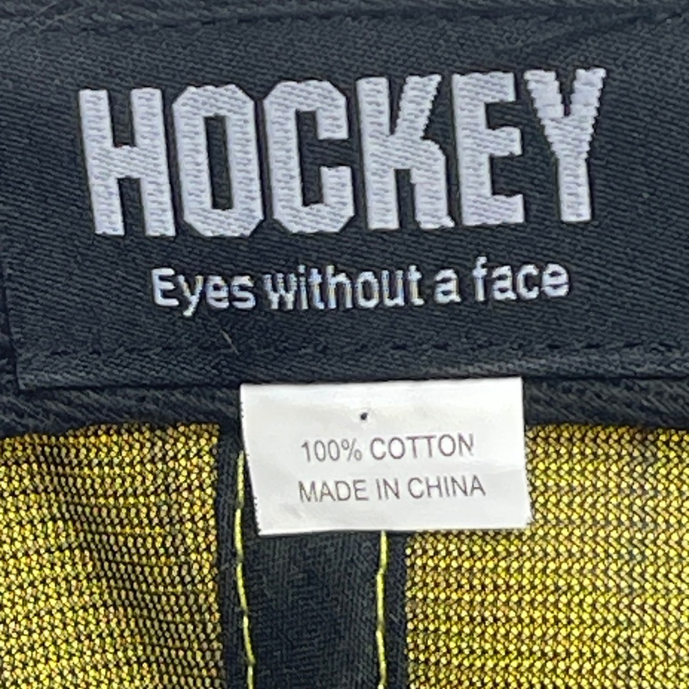 Hockey Skateboards Pinstripe Hat‎ Eyes Without A Face Snapback Cap Yellow Red FA - Picture 2 of 6